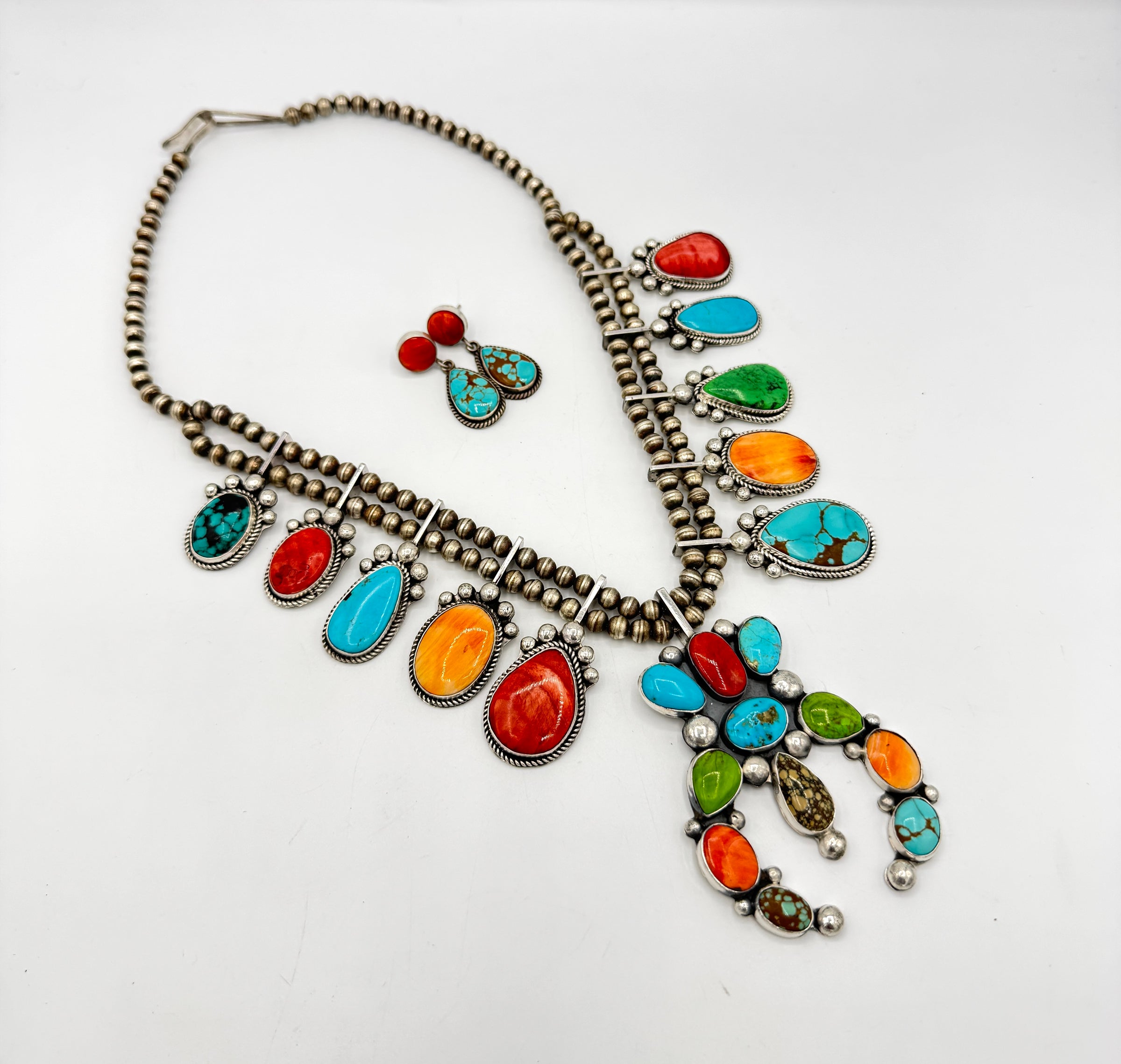 David Lister Multicolored Squash Blossom and Earrrings | Davida