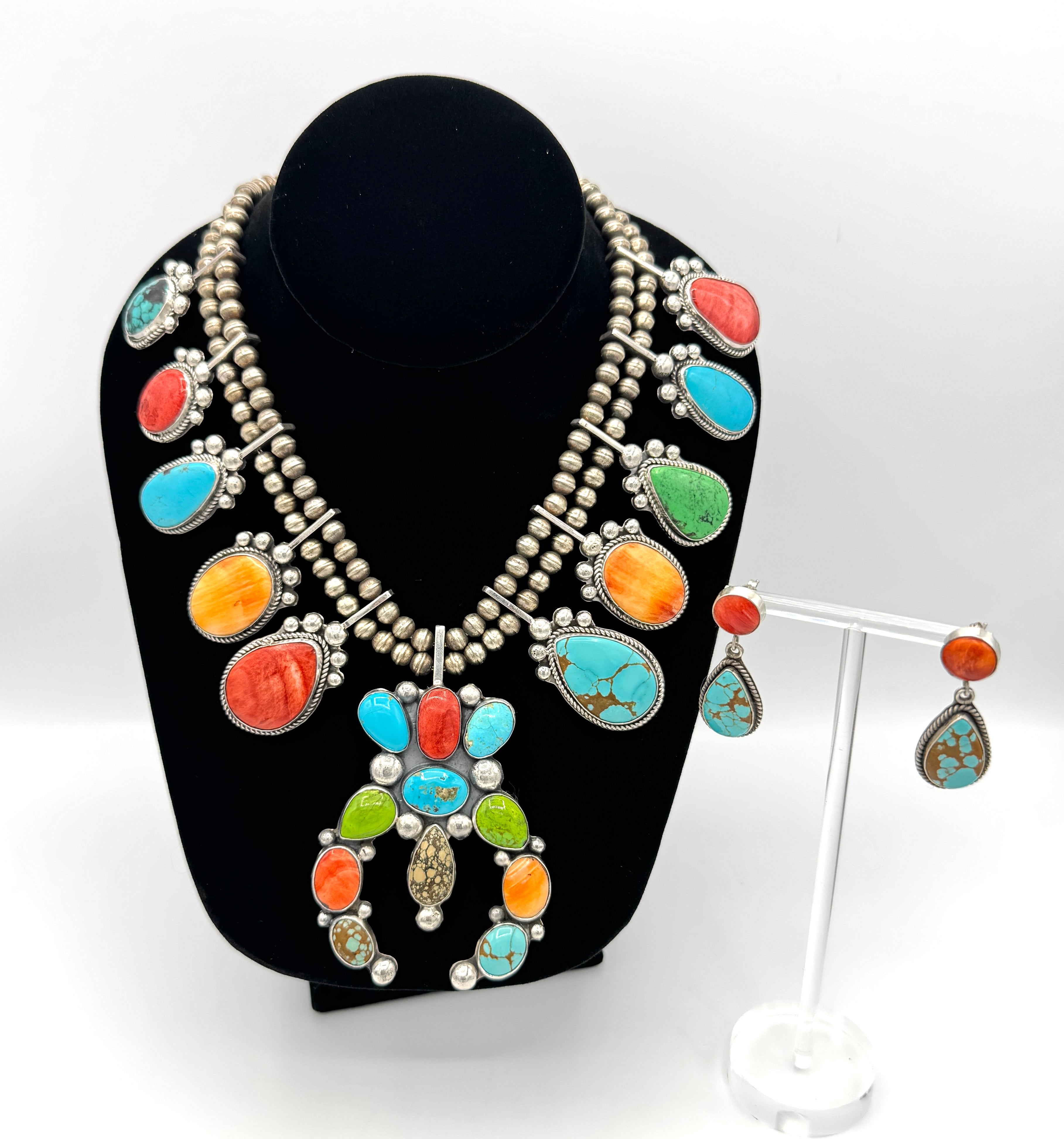 David Lister Multicolored Squash Blossom and Earrrings | Davida
